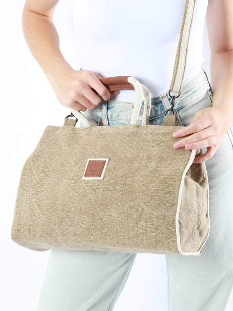 Sac Porté Main Naturel Le voyage en panier Beige naturel PM807 vue secondaire 1
