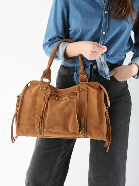 Sac Porté épaule A4 Velvet Cuir Milano Marron velvet VE24095 vue secondaire 1