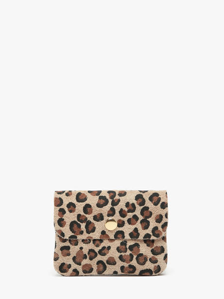 Porte-monnaie Cuir Milano Marron velvet leopardo VL23092