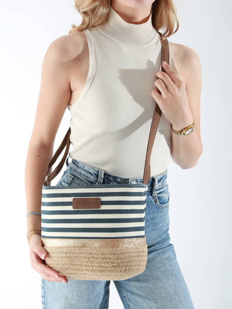 Sac Bandoulière Mariniere Le voyage en panier Bleu mariniere PM796 vue secondaire 1