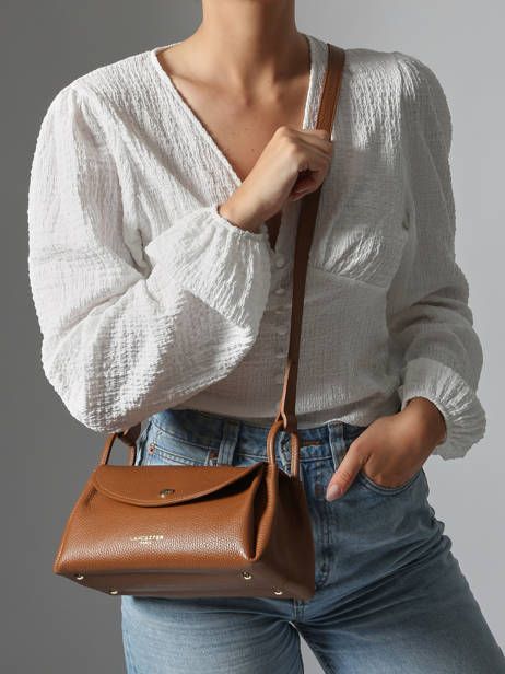 Sac Bandoulière Accordeon Double Cuir Lancaster Marron accordeon double 88 vue secondaire 1