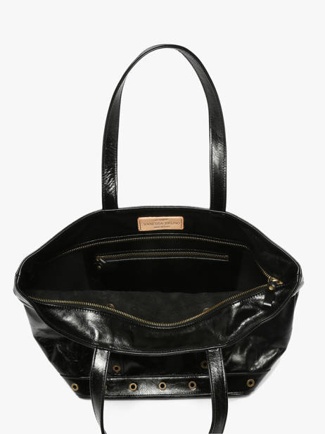 Le Cabas M Zippé En Cuir Craquelé Vanessa bruno Noir cabas cuir 82V40378 vue secondaire 3