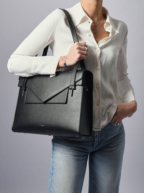 Porte Documents (main) Le tanneur Noir emily TEMI4005 vue secondaire 1