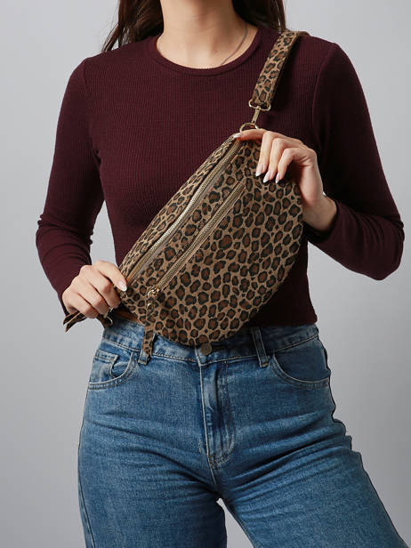 Sac Banane Velvet Leopardo Cuir Milano Marron velvet leopardo VL24091 vue secondaire 1