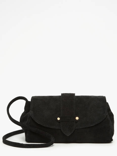 Sac Bandoulière M Agnes Cuir Velours Etrier Noir agnes EAGV205M