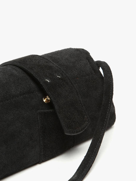 Sac Bandoulière S Agnes Cuir Velours Etrier Noir agnes EAGV205S vue secondaire 8