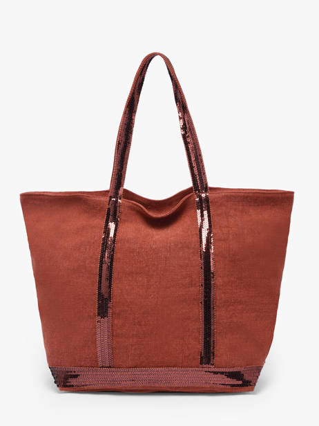 Le Cabas Zippé M Lin Et Paillettes Vanessa bruno Rouge cabas lin 31V40378 vue secondaire 4