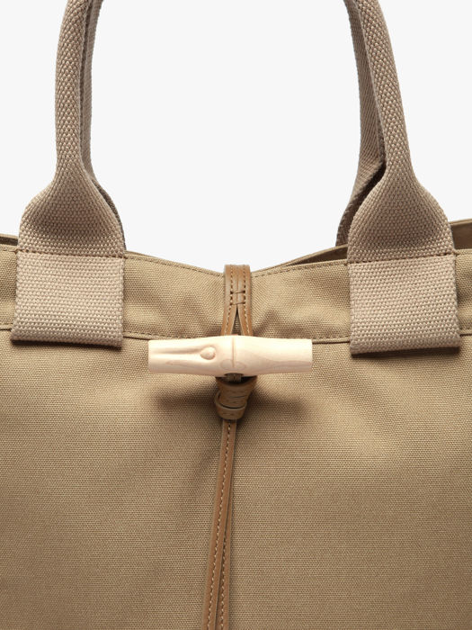 Longchamp Le roseau toile Sacs porté main Beige
