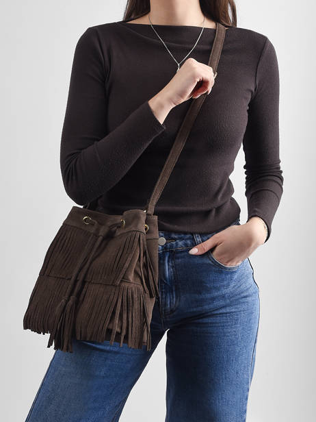 Crossbody Bag Velvet Leather Milano Brown velvet VE24116O other view 1