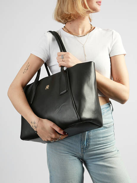 Sac Porté épaule Th Essential Polyester Tommy hilfiger Noir th essential AW18374 vue secondaire 1