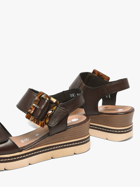 Sandales Talon Compensé En Cuir Remonte Marron women 25 vue secondaire 3