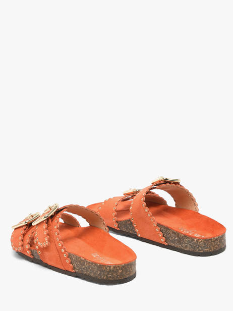 Slippers With Straps In Leather Semerdjian Orange women ARIANNA other view 2