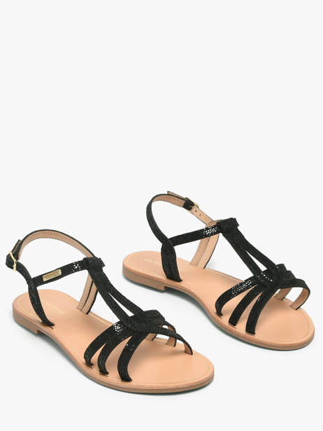 Flip Flops In Leather Les tropeziennes Black women HAMELIE other view 1