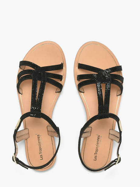 Flip Flops In Leather Les tropeziennes Black women HAMELIE other view 3