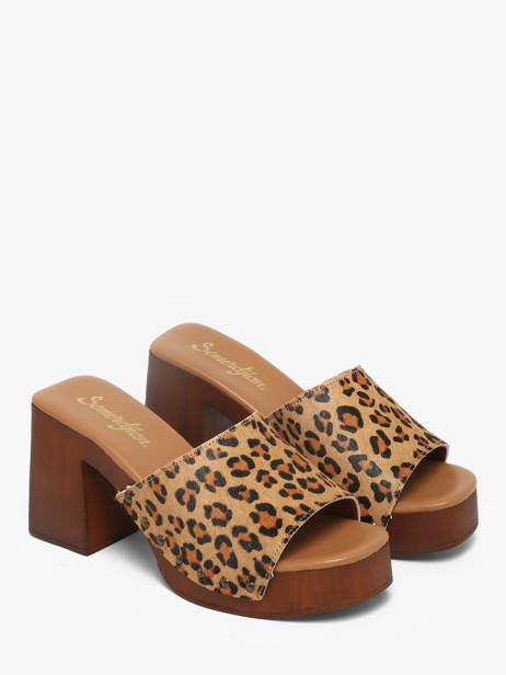 Heeled Slippers In Leather Semerdjian Beige women LAILA other view 1