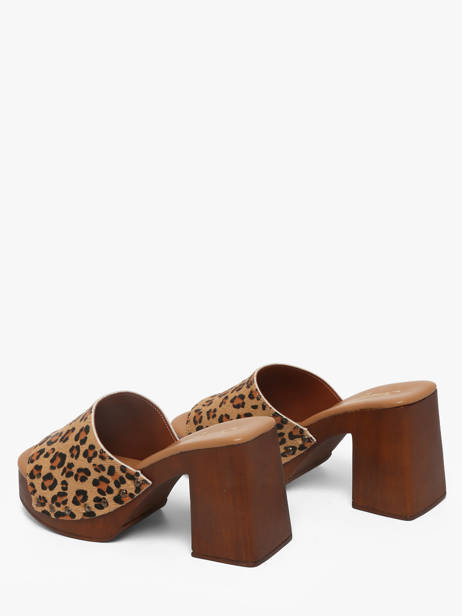 Heeled Slippers In Leather Semerdjian Beige women LAILA other view 2