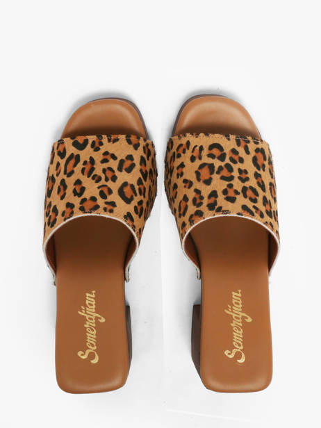 Heeled Slippers In Leather Semerdjian Beige women LAILA other view 3