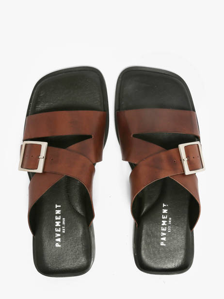 Mules En Cuir Pavement Marron women 25276 vue secondaire 3