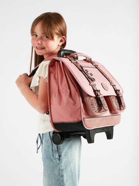 Cartable à Roulettes 3 Compartiments Cameleon Rose vintage fantasy CR41 vue secondaire 2