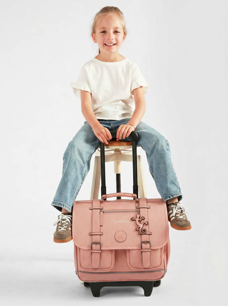Cartable à Roulettes 2 Compartiments Cameleon Rose vintage color CR38 vue secondaire 1
