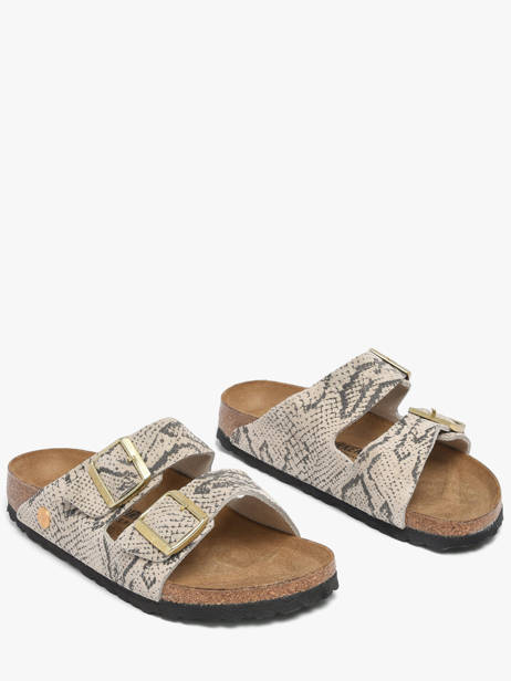 Slippers In Leather Birkenstock Gray women 1033065 other view 1