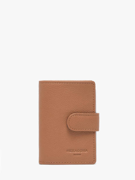 Card Holder Leather Hexagona Brown confort 467254R