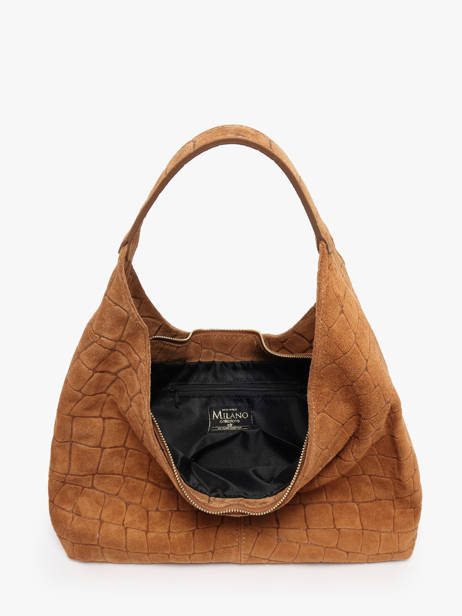 Sac Porté épaule Velvet Croco Cuir Milano Marron velvet croco CV26061 vue secondaire 3