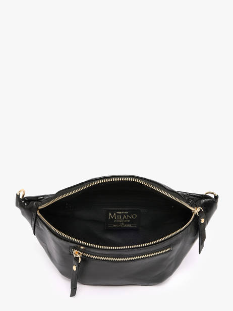 Sac Banane Cuir Milano Noir shiny sauvage SS24119 vue secondaire 3