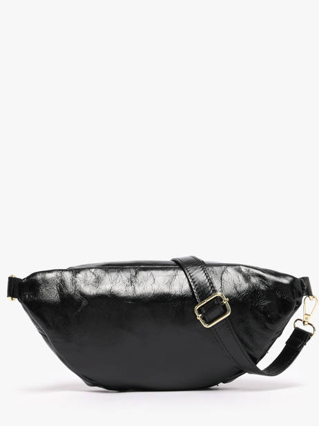 Sac Banane Cuir Milano Noir shiny sauvage SS24119 vue secondaire 4