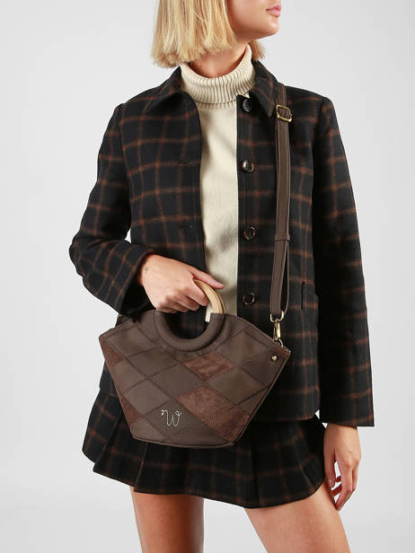 Sac Bandoulière Neflier Patchwork Woomen Marron neflier patchwork WNET02 vue secondaire 1
