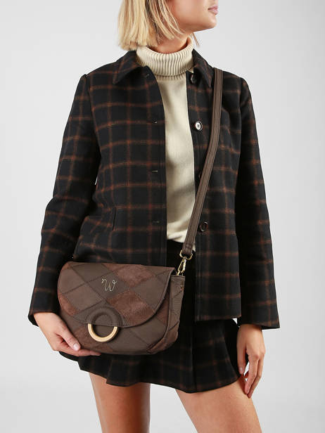Sac Bandoulière Neflier Patchwork Woomen Marron neflier patchwork WNET04 vue secondaire 1