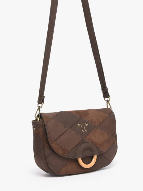 Sac Bandoulière Neflier Patchwork Woomen Marron neflier patchwork WNET04 vue secondaire 2