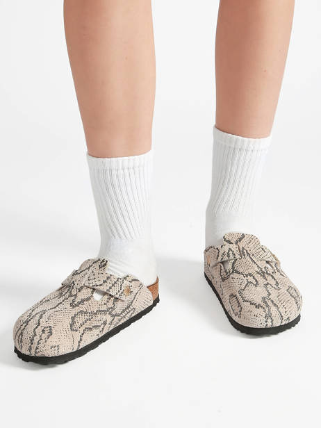 Slippers In Leather Birkenstock Gray women 1033086 other view 1