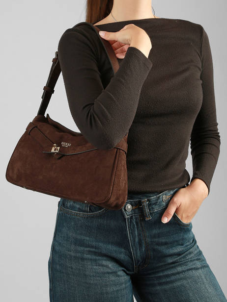 Sac Porté épaule Ella Aspect Daim Guess Marron ella SG975418 vue secondaire 1