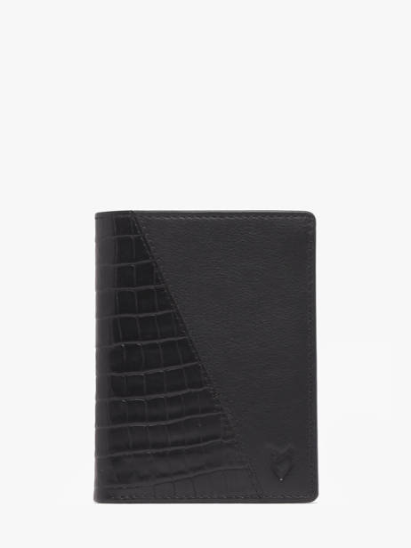 Leather Bicolor Croco Wallet Yves renard Black croco CR