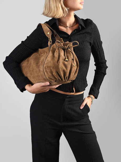 Sac 24h Cuir Velours Gerard darel Beige folk DES01407 vue secondaire 1