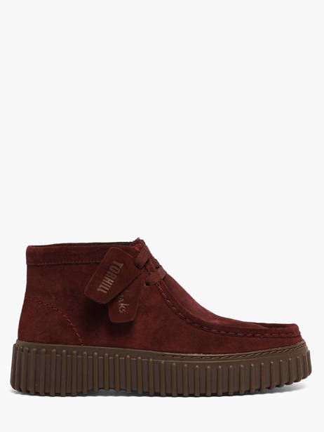 Chaussures Derbies Montante En Cuir Clarks Rouge women 26329426