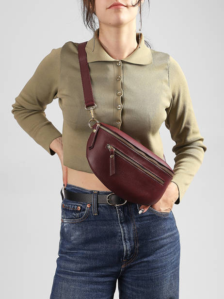 Sac Banane Cuir Milano Violet caviar CA23111O vue secondaire 1