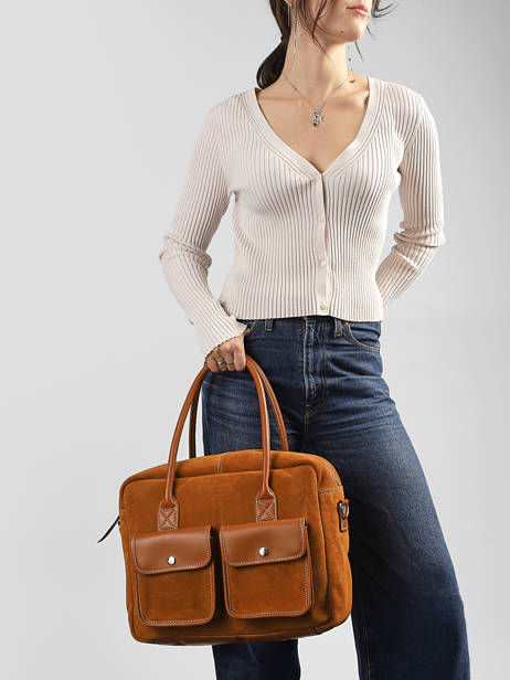 Sac Porté Main A4 La Suite Cuir Paul marius Orange la suite DANDYSUI vue secondaire 1