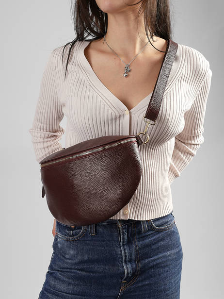 Sac Banane Cuir Milano Violet caviar CA21123O vue secondaire 1