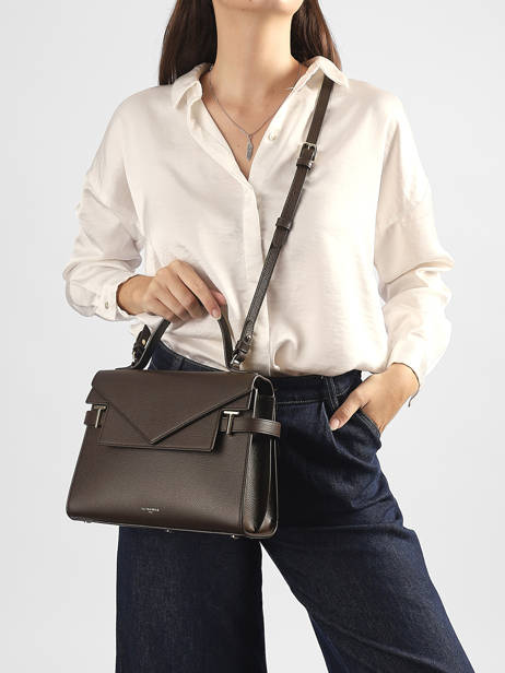 Sac Bandoulière M Double Rabat Emilie Cuir Grainé Le tanneur Marron emily TEMI1014 vue secondaire 1