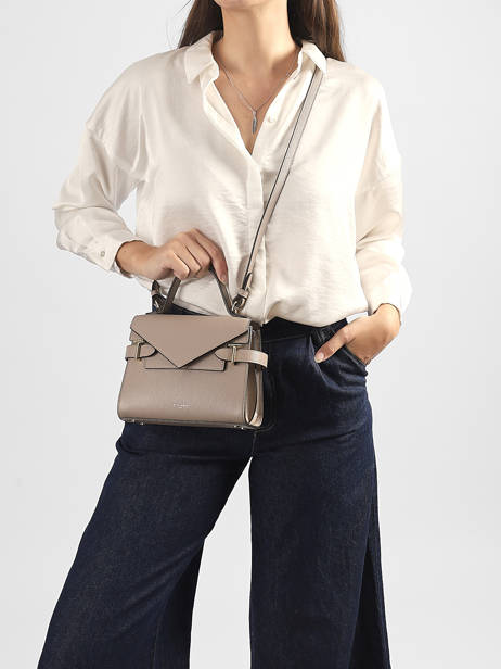 Sac Bandoulière S Double Rabat Emilie Cuir Grainé Le tanneur Beige emily TEMI1006 vue secondaire 1