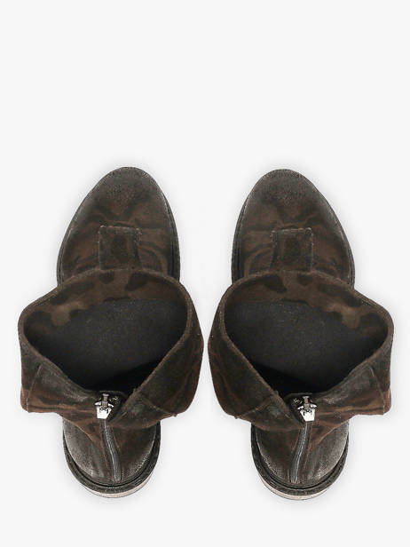 Bottines Biker En Cuir Metisse Marron women Bottines en nubuck. vue secondaire 3