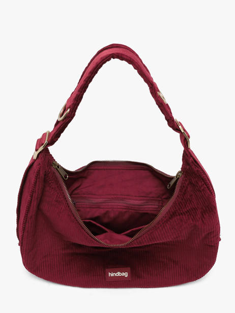 Sac Porté épaule Bianca Velours Côtelé Hindbag Rouge velours V vue secondaire 2