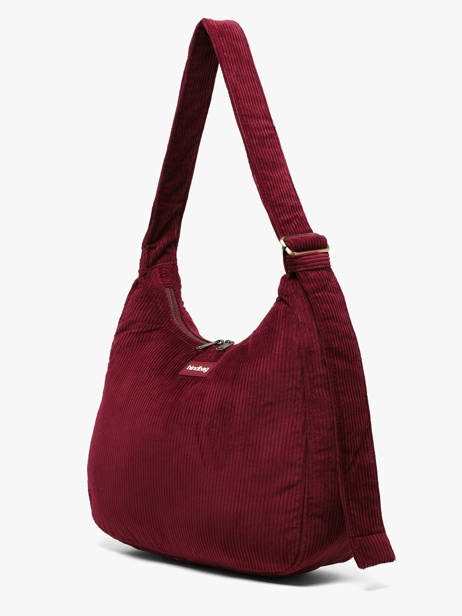Sac Porté épaule Velours Velours Côtelé Hindbag Rouge velours V vue secondaire 1
