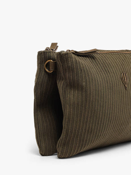 Sac Bandoulière Velours Le voyage en panier Vert velours AHP309 vue secondaire 3