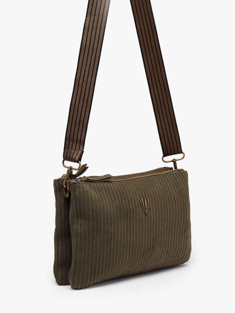 Sac Bandoulière Velours Le voyage en panier Vert velours AHP309 vue secondaire 1