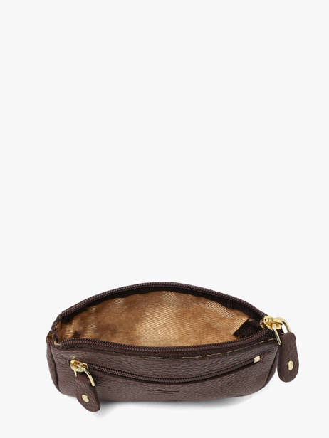 Porte-monnaie Caviar Cuir Crinkles Marron caviar 14036 vue secondaire 1